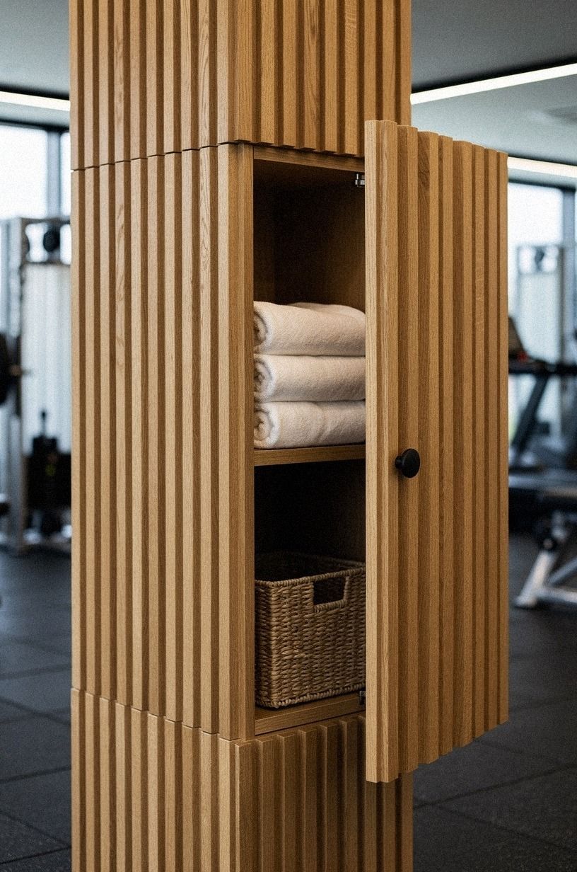 Build a hidden towel station for your fitness area