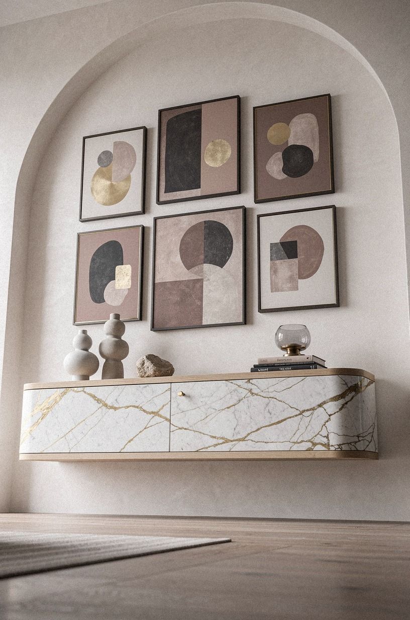 Float a salon arrangement over a console