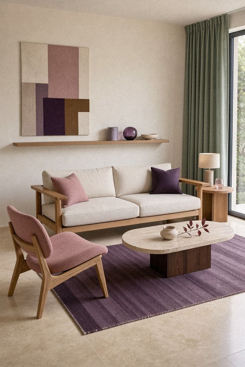 Pink, Purple, and Warm Wood: Let Contrast Lead