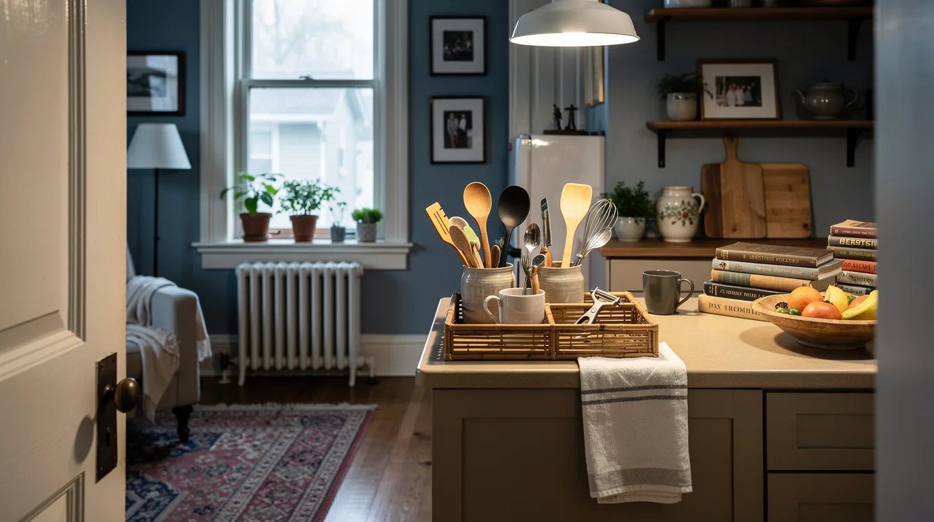 Pair Bamboo Trays for Kitchen Tools