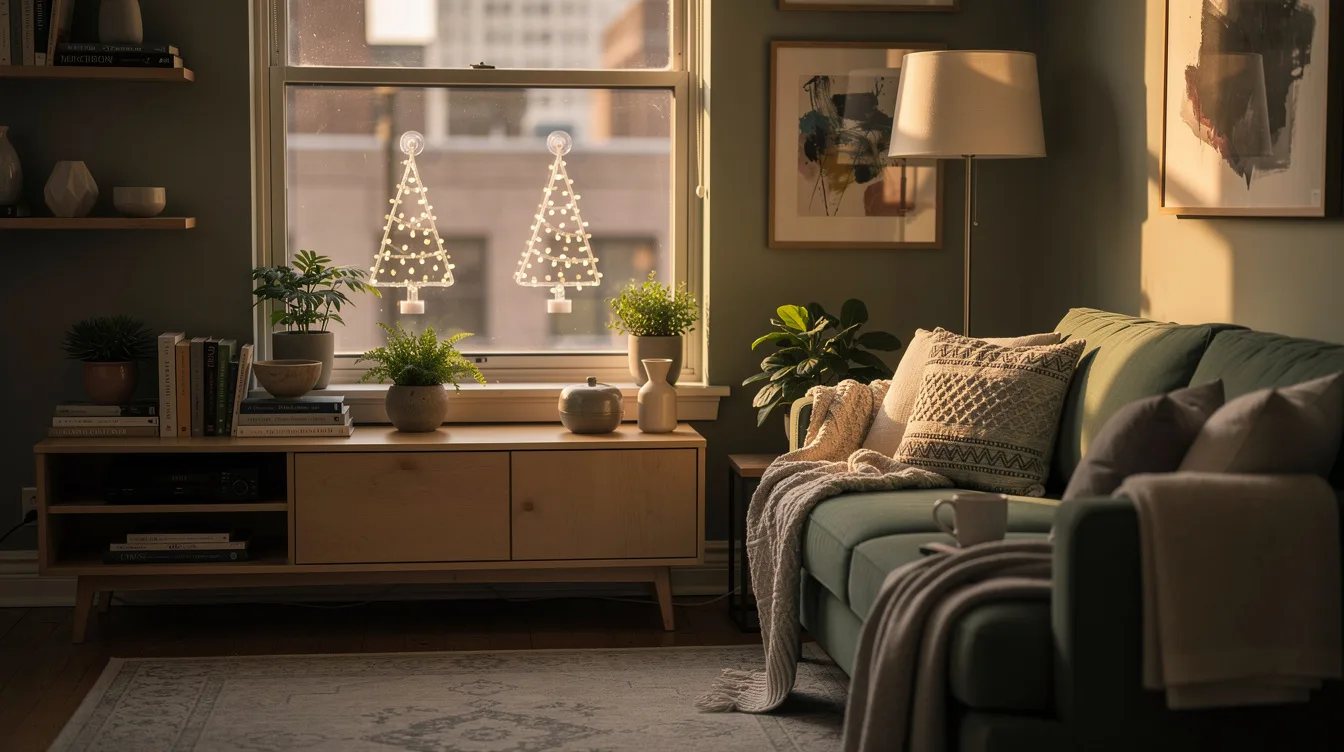 Hang Two Suction-Cup Christmas Trees