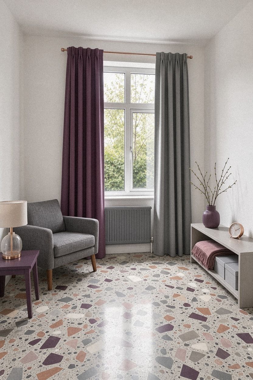Frame a radiator with a split curtain layout