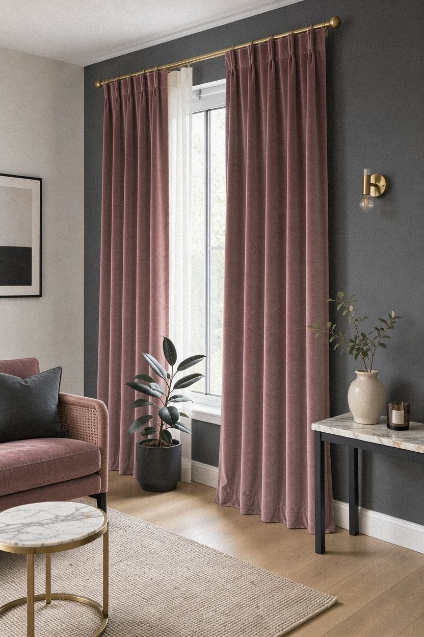 Paint the wall behind IKEA velvet curtains