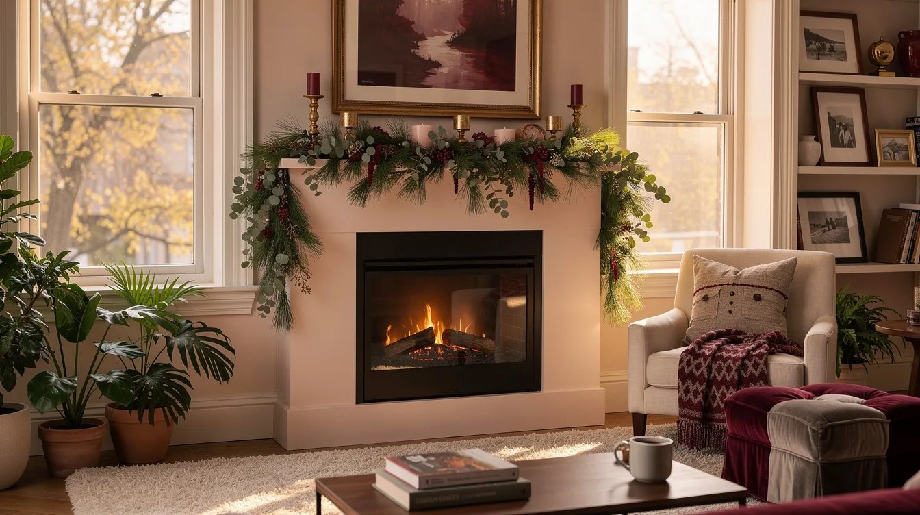 Hide a Narrow Mantel Under Greenery