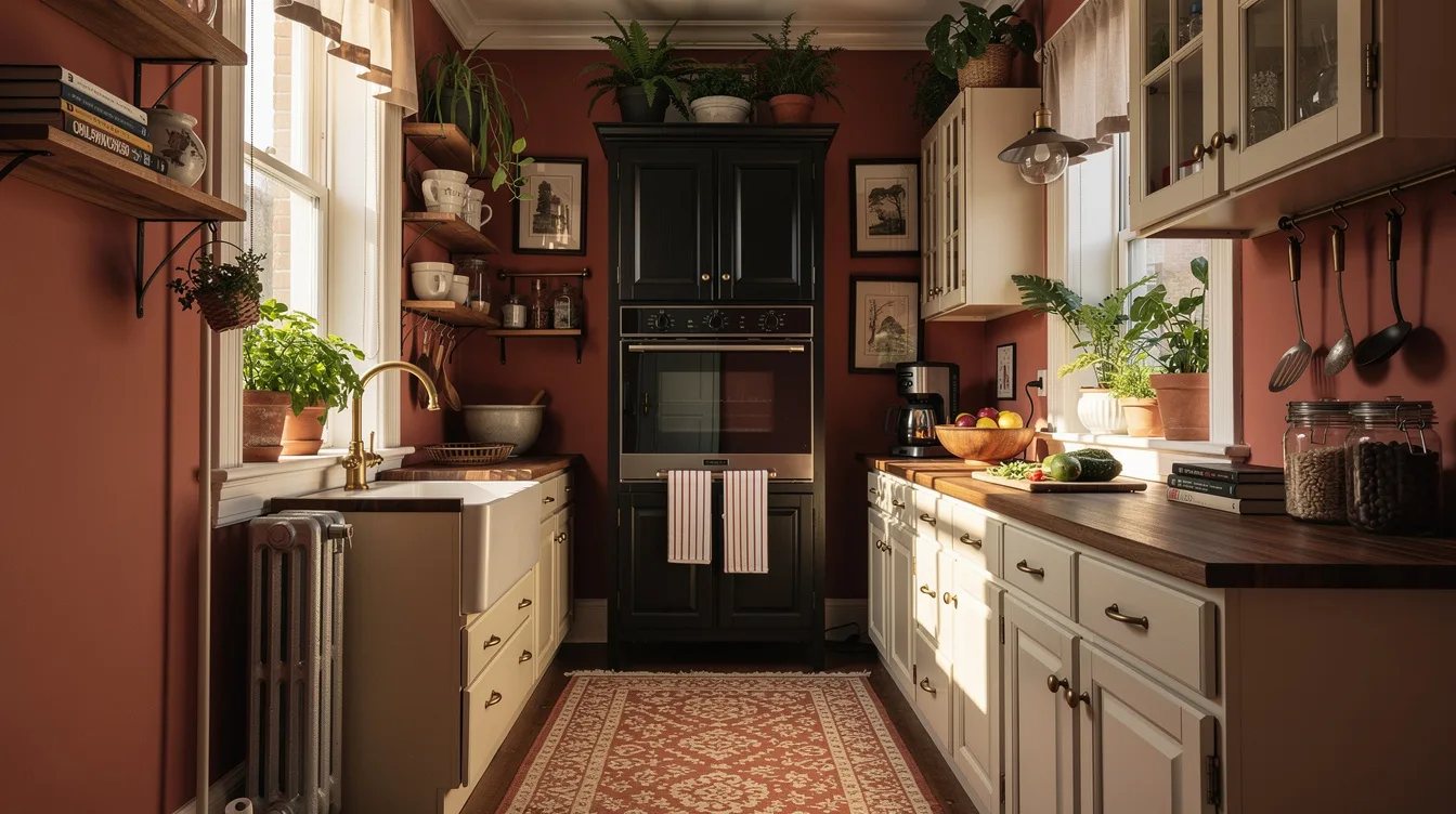Anchor the Galley With a Dark Back Cabinet