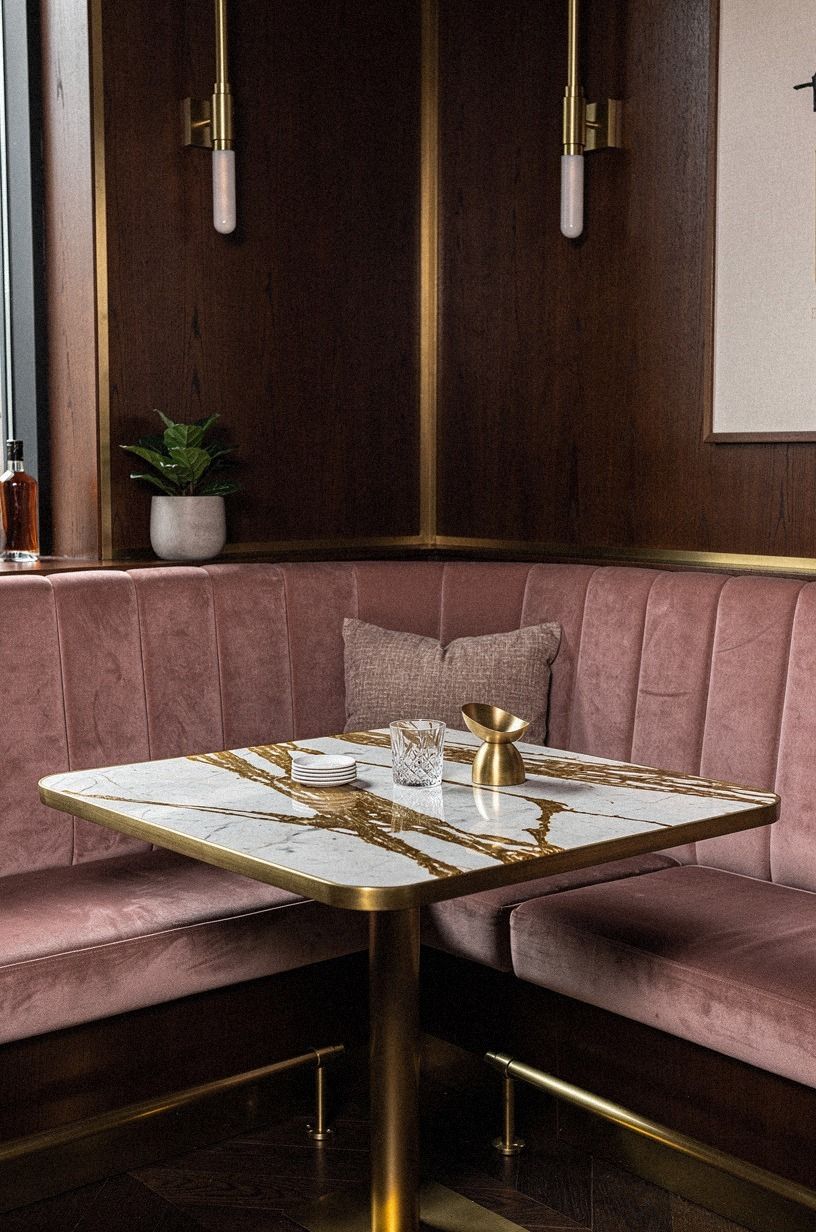 Use the Two-Wood Rule in a Luxurious Vintage Bar Booth