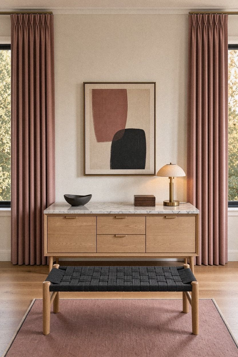 Hang art at the right height beside the folds