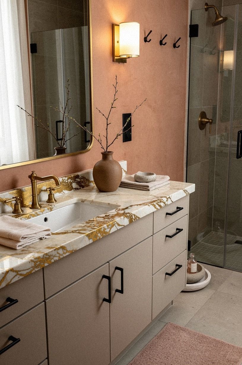 Contrast Warm Brass With Black Hardware