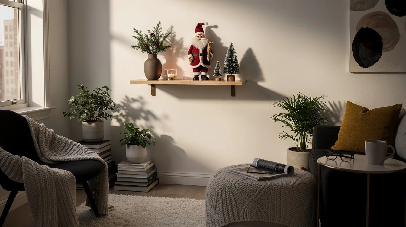 Focus a Shelf With a Santa Figurine