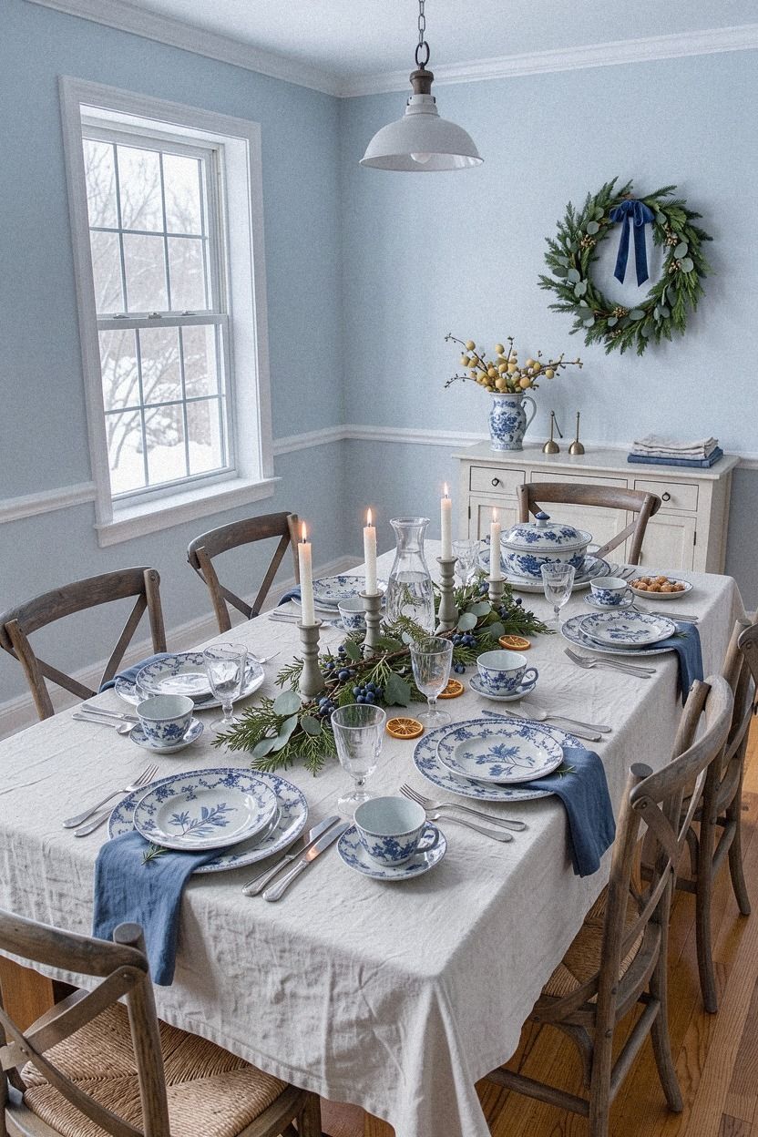 Paint the backdrop with a softer blue-gray