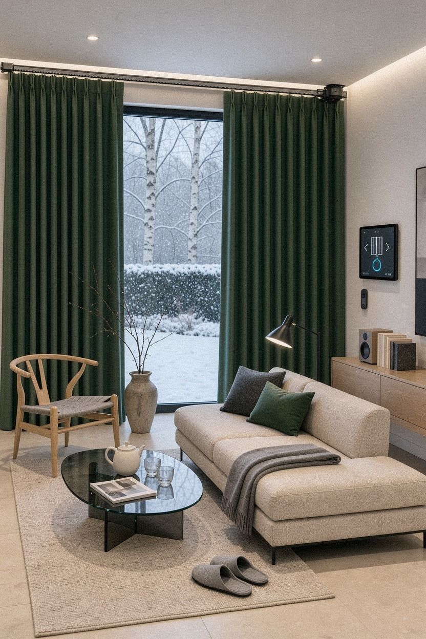 Let the Curtain Color Carry One Strong Accent