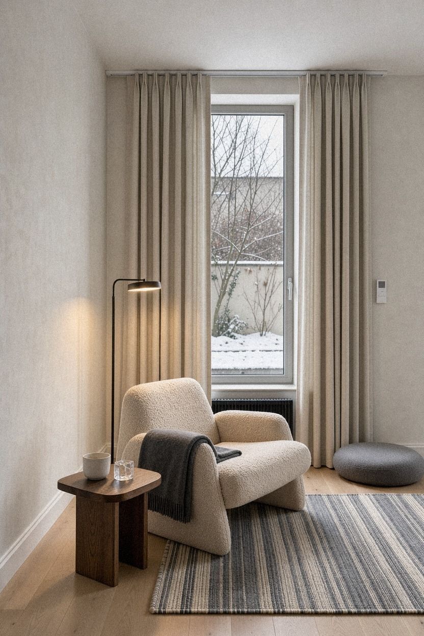 Style Winter Curtains with Less Furniture