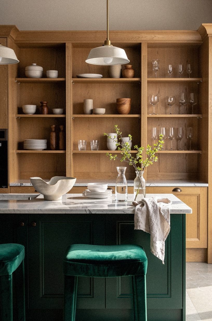 Frame the Island With Open Shelving