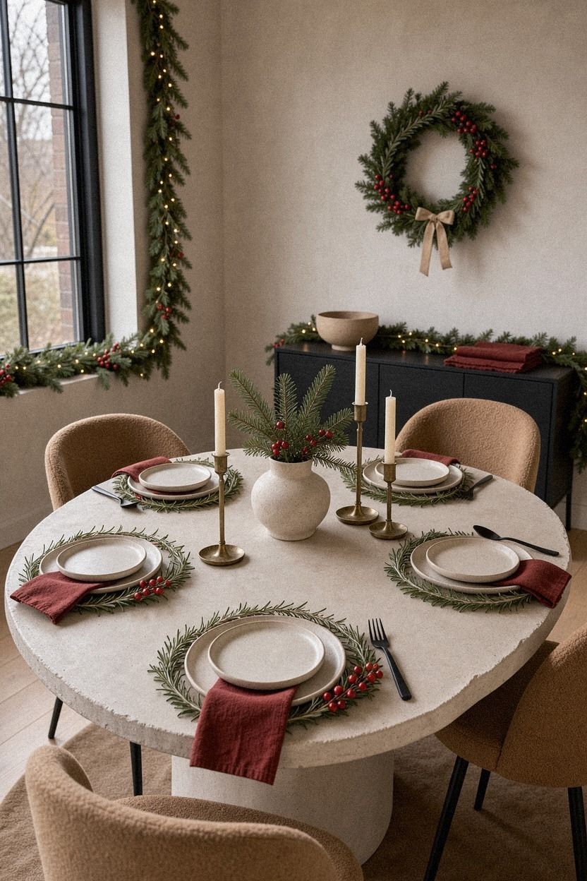 Frame each place setting with rosemary
