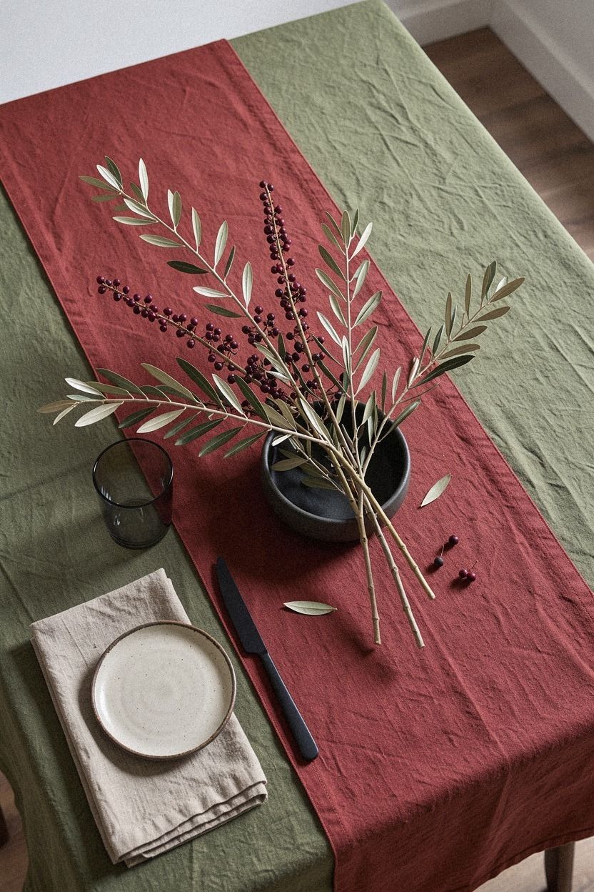 Red over green for a modern table