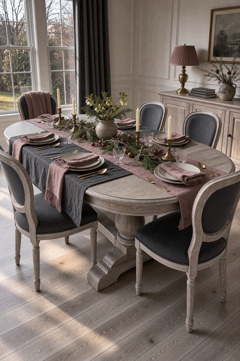 Layer Soft Textiles for Woodsy Christmas Tablescapes
