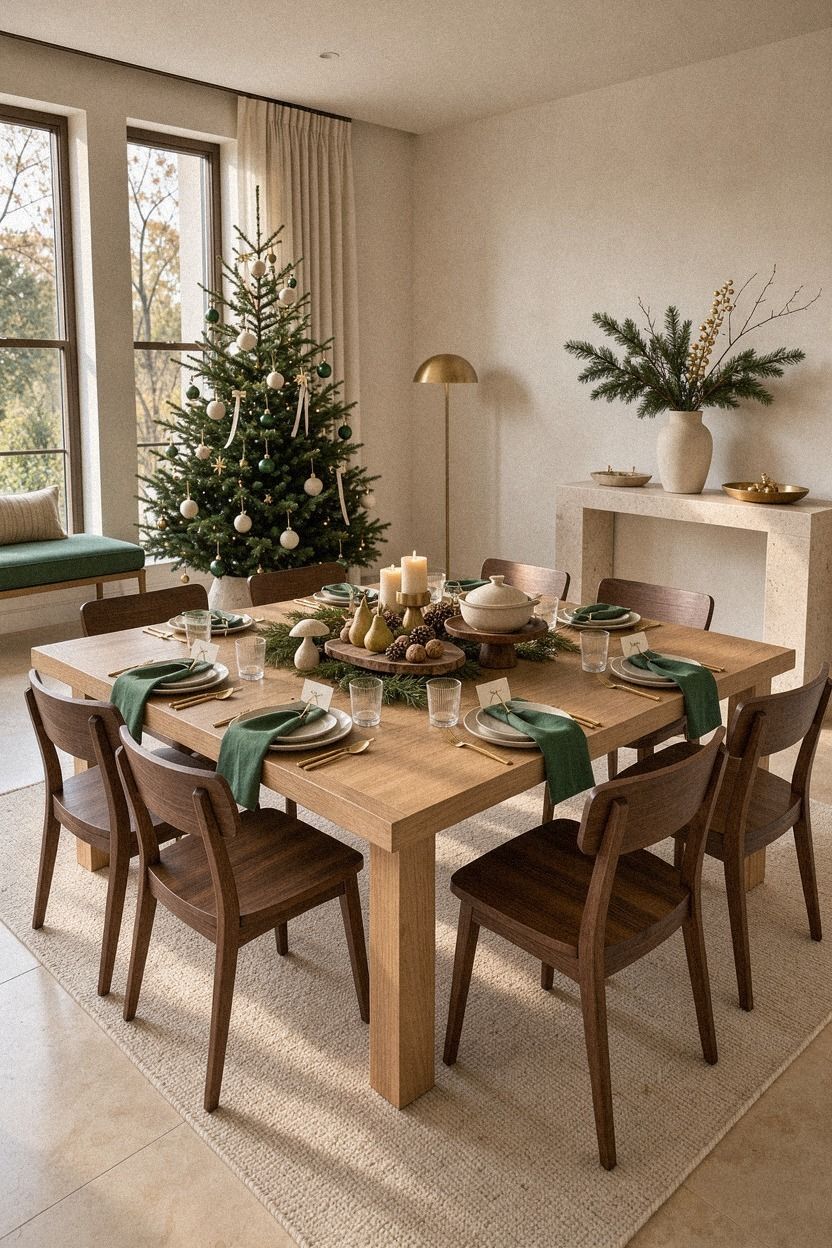 Layer the Two-Wood Rule for Rustic Christmas Tablescapes