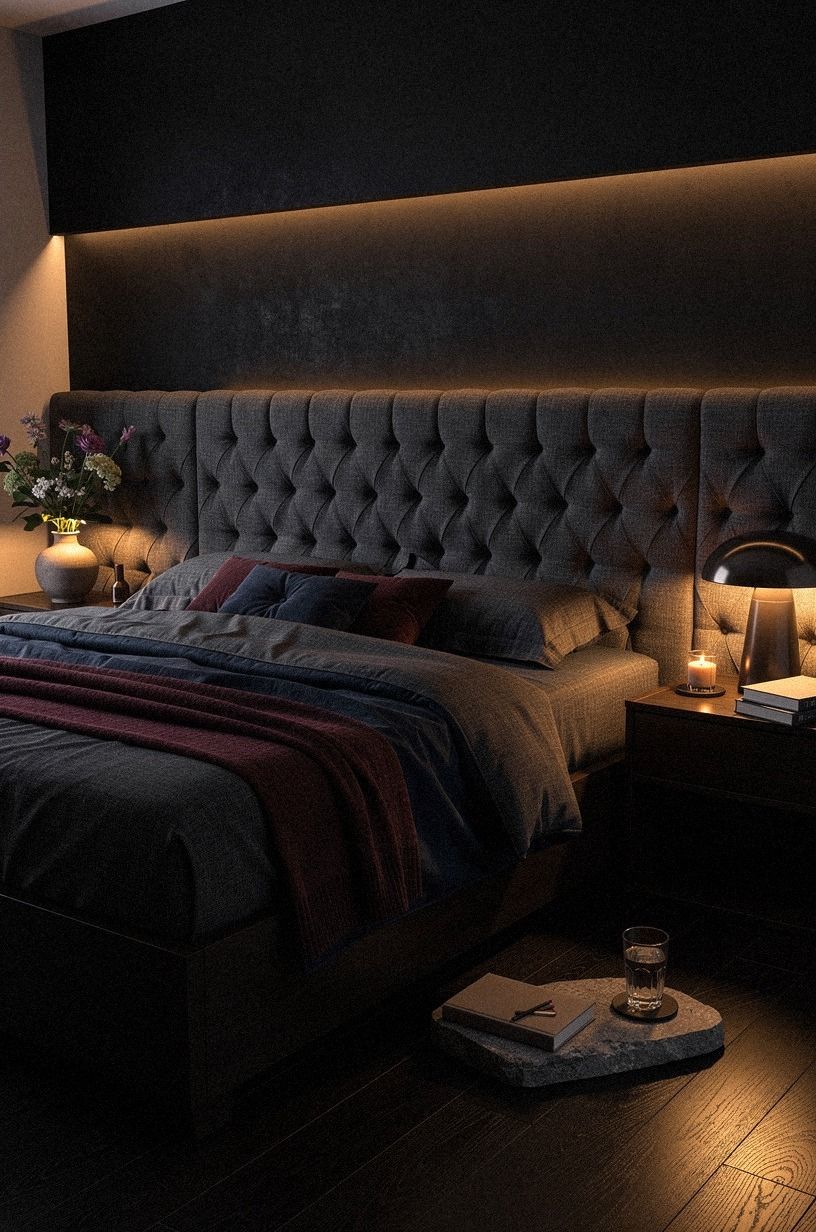 Anchor the Bed With a Soft Upholstered Headboard
