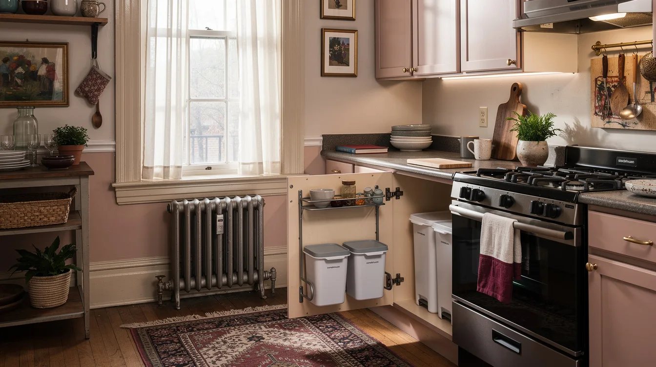 Hide Daily Trash Inside the Cabinet Door