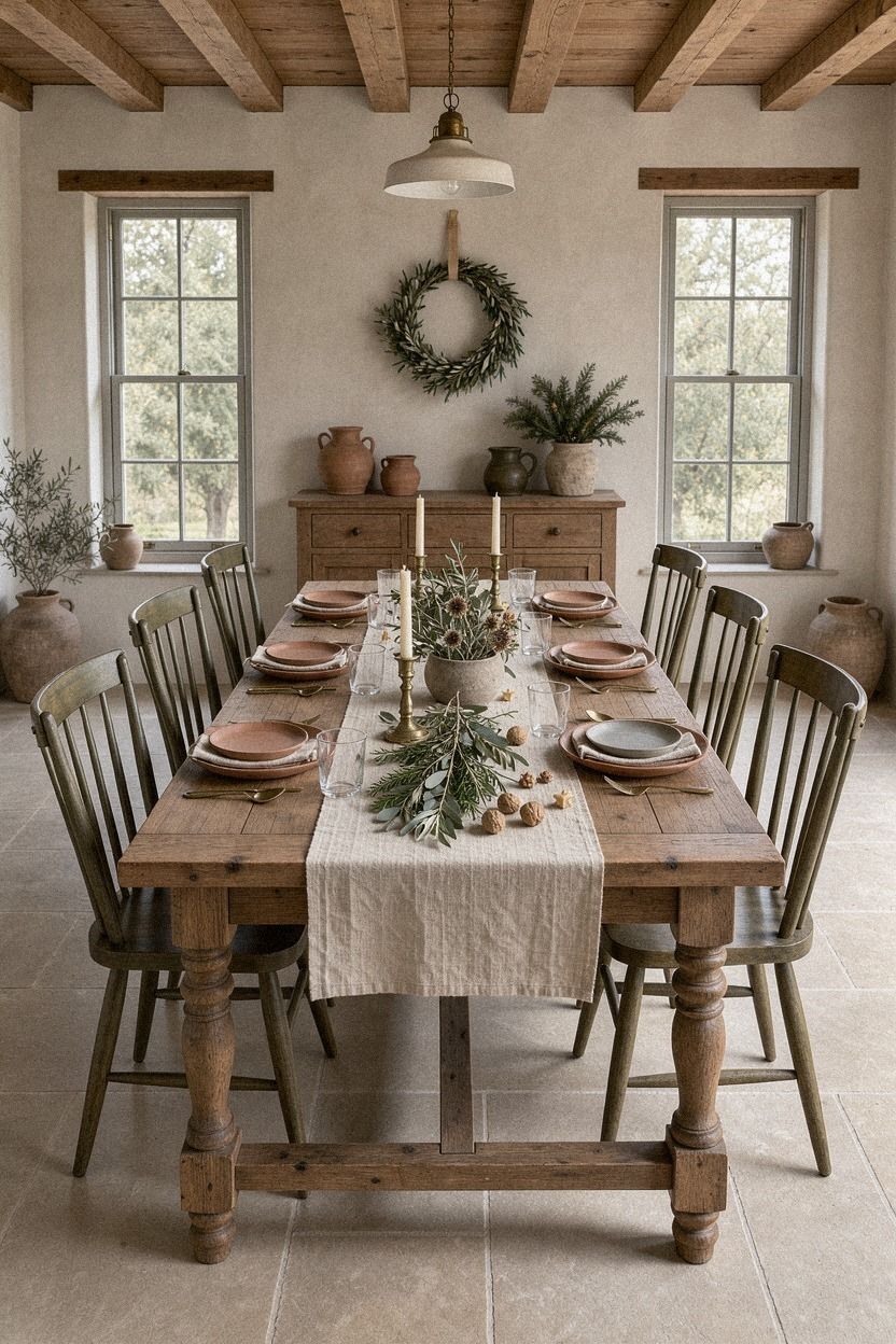 Frame a Farmhouse Christmas Tablescape With Greenery
