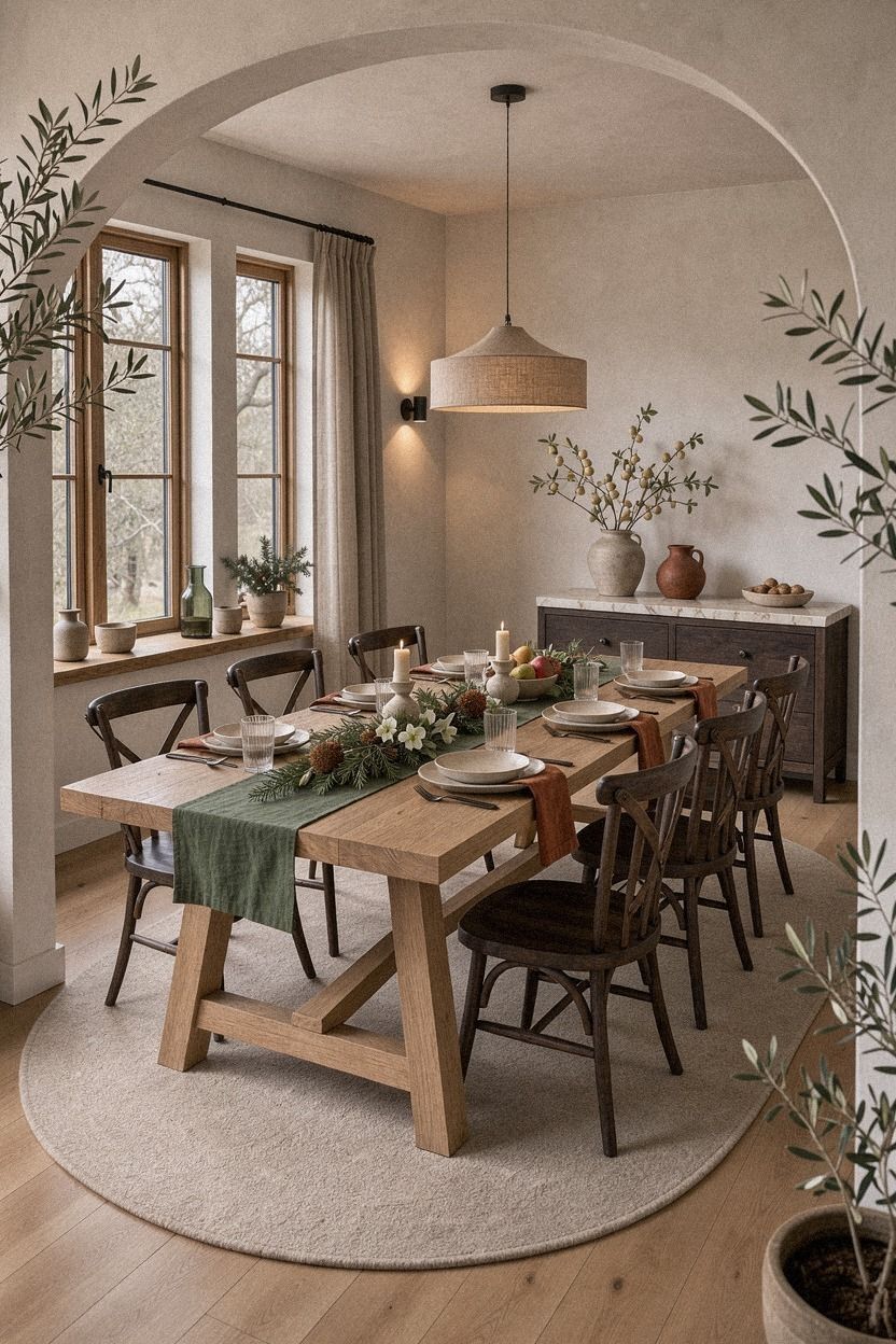 12 Farmhouse Christmas Tables Without a Single Plaid Runner