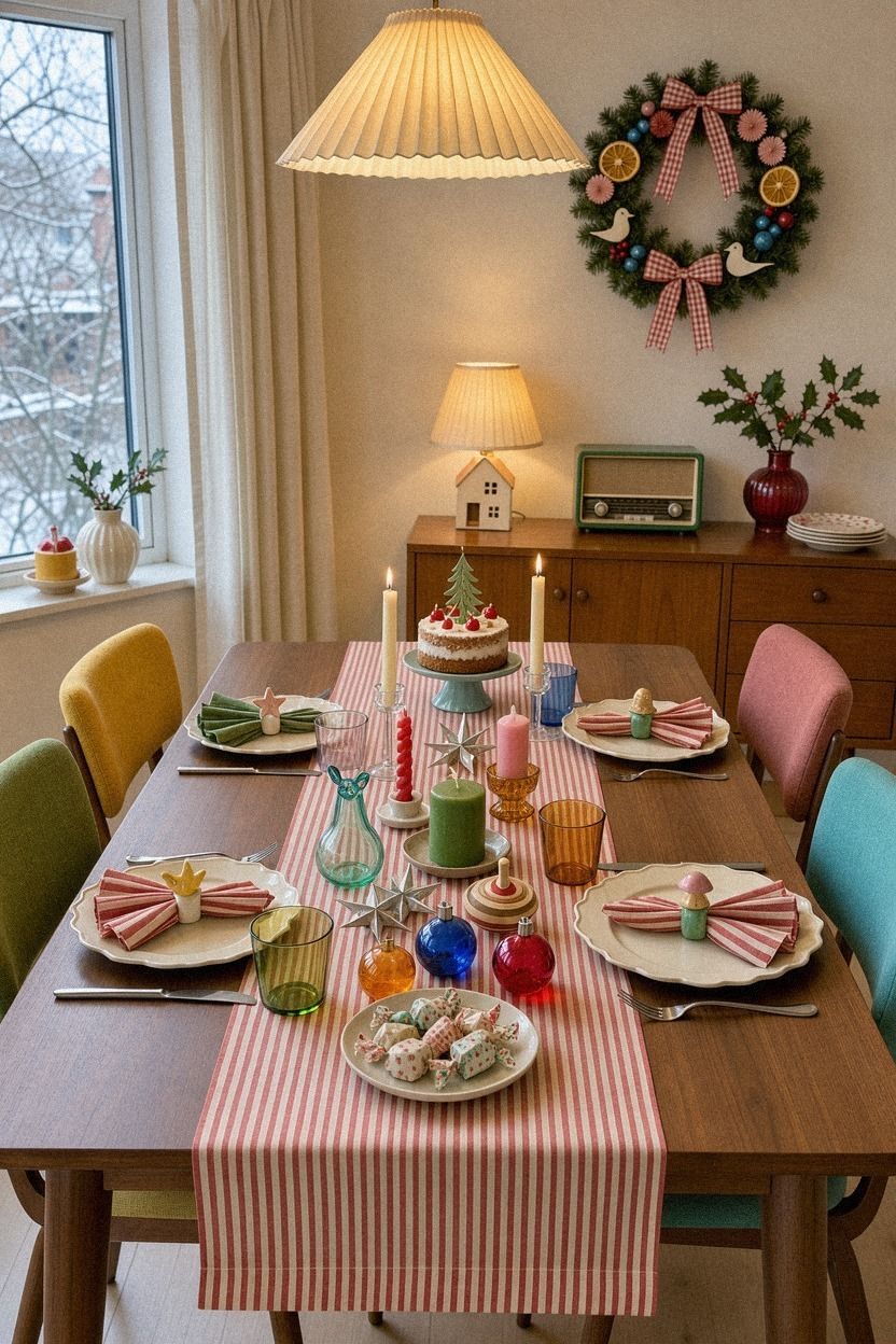 Use the Candy-Stripe Runner for Whimsical Christmas Tables