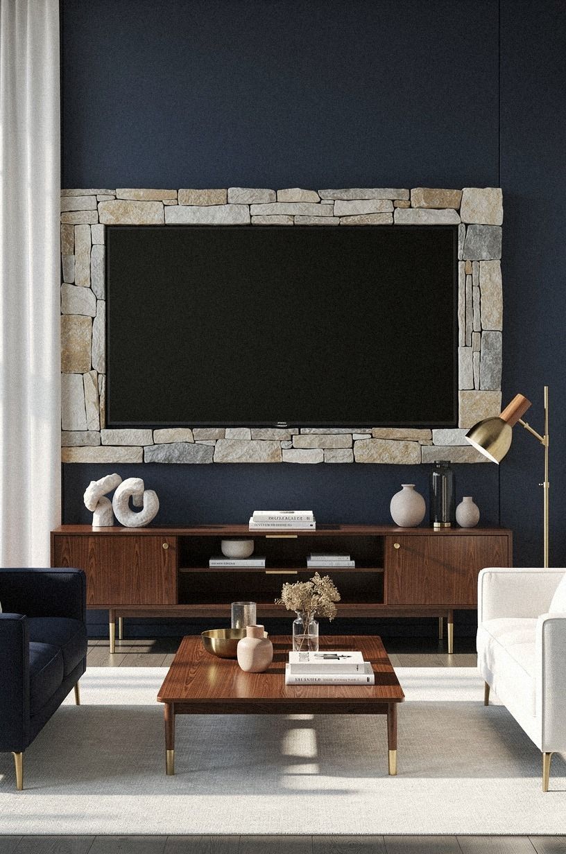 Anchor the screen with a stone ribbon