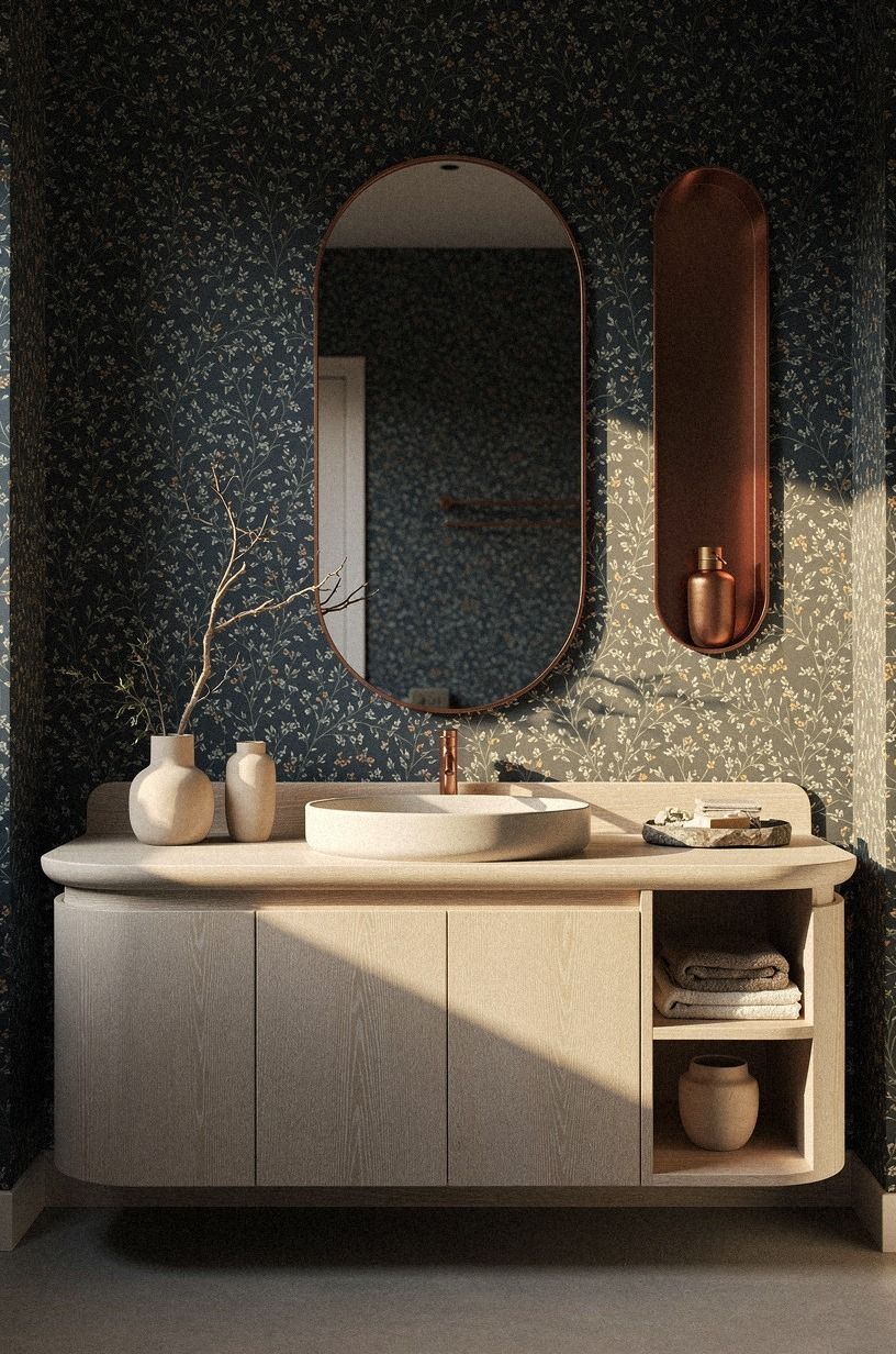 Choose a floral wallpaper with restraint