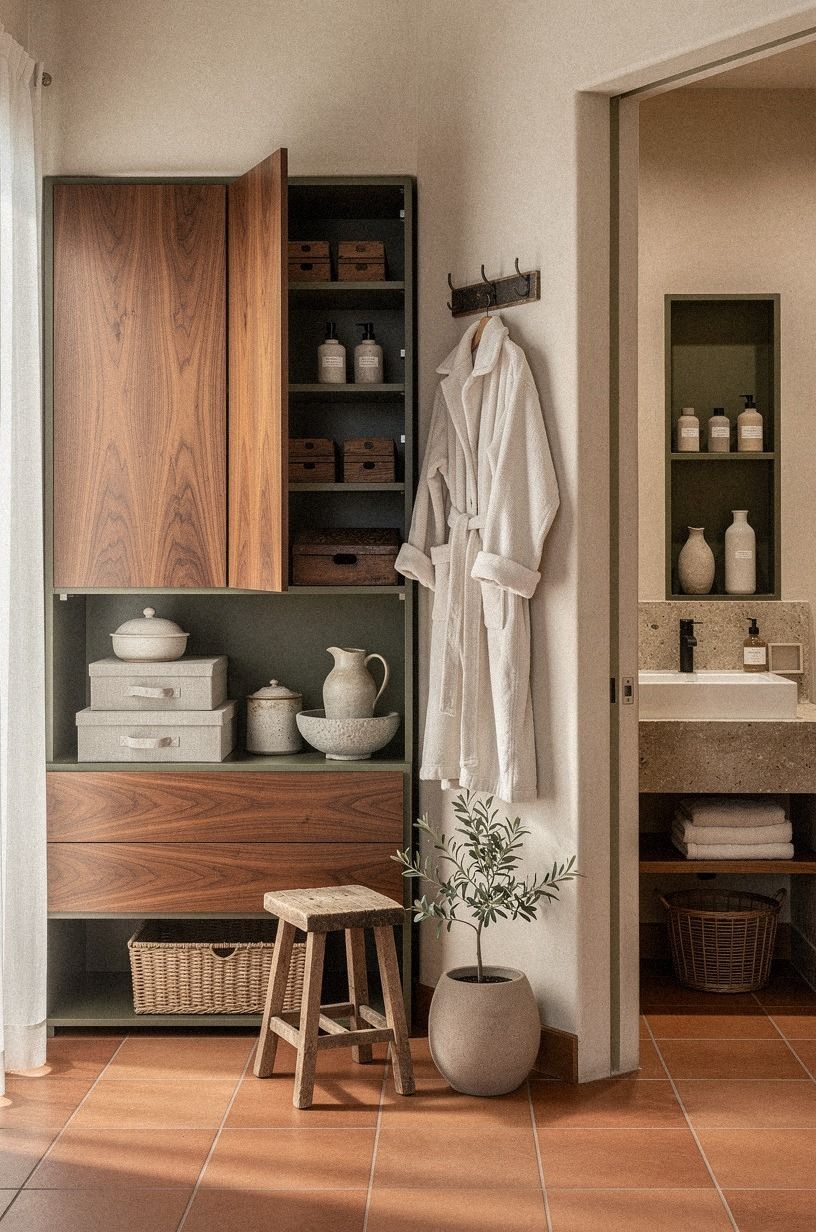 Mix antique accents with useful storage