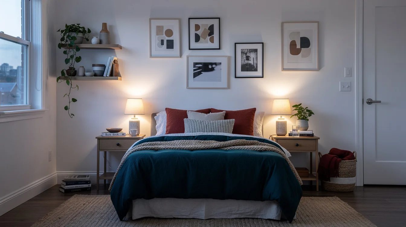 Pair Narrow Nightstands Around the Bed