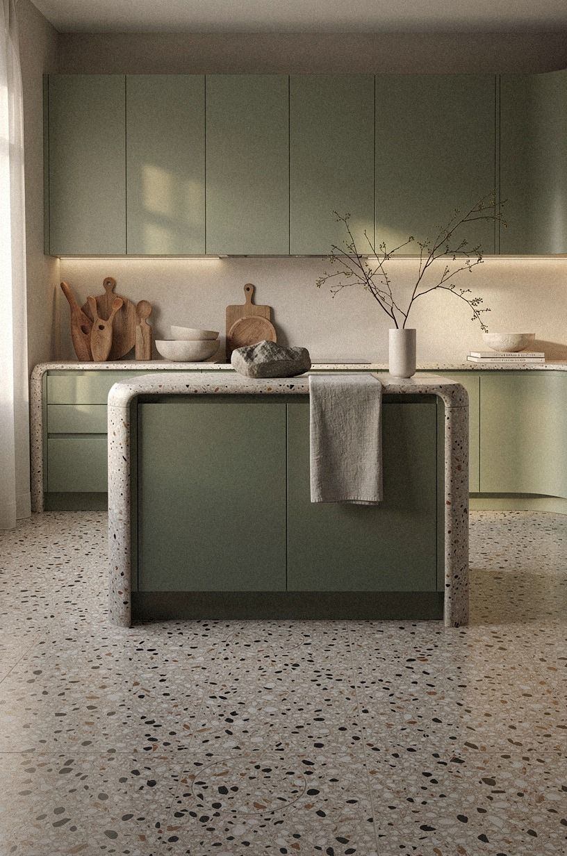 Choose Farrow & Ball Studio Green for the island
