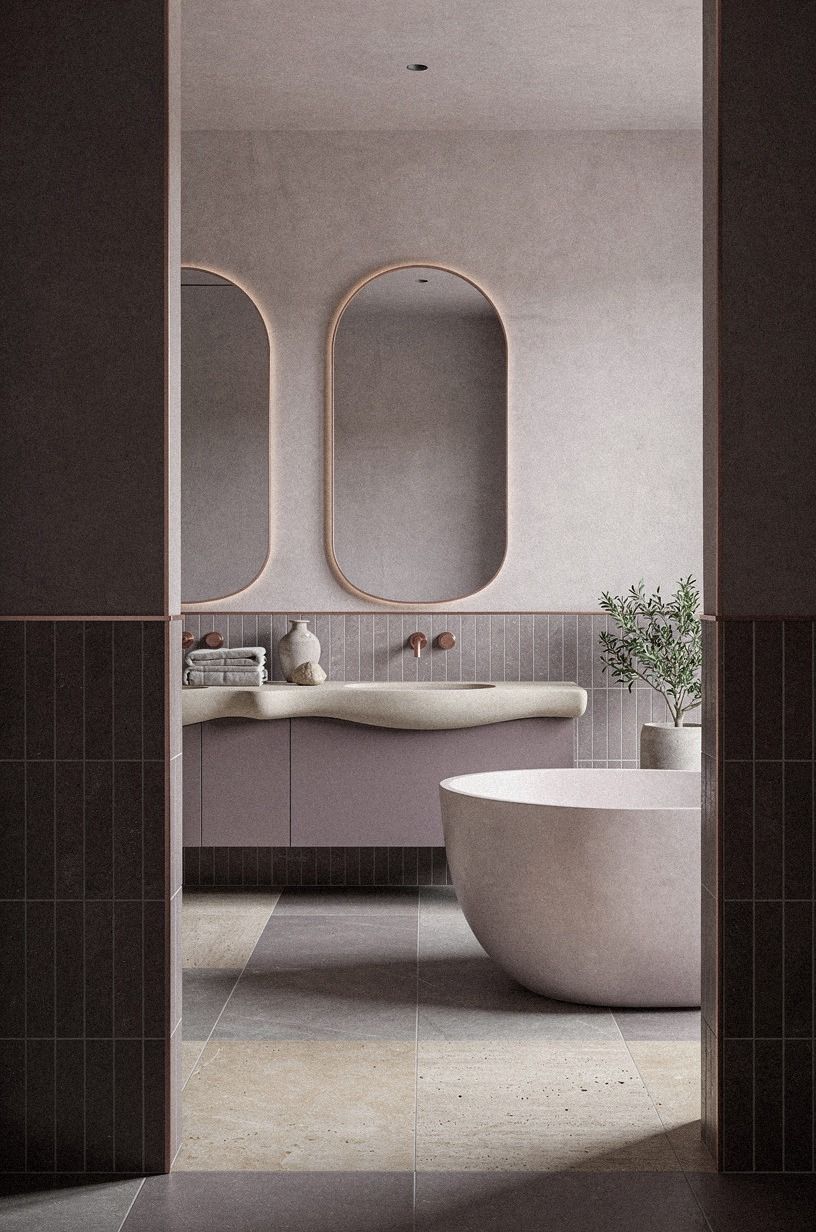 Pair large tiles with narrow grout lines