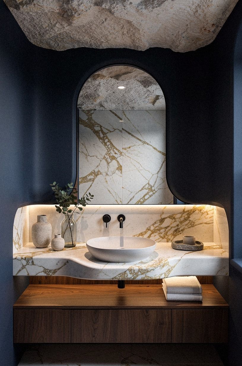 Swap cold white for a mineral ceiling