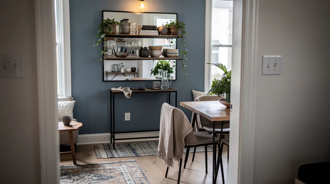 Use a Mirror Behind Open Shelves