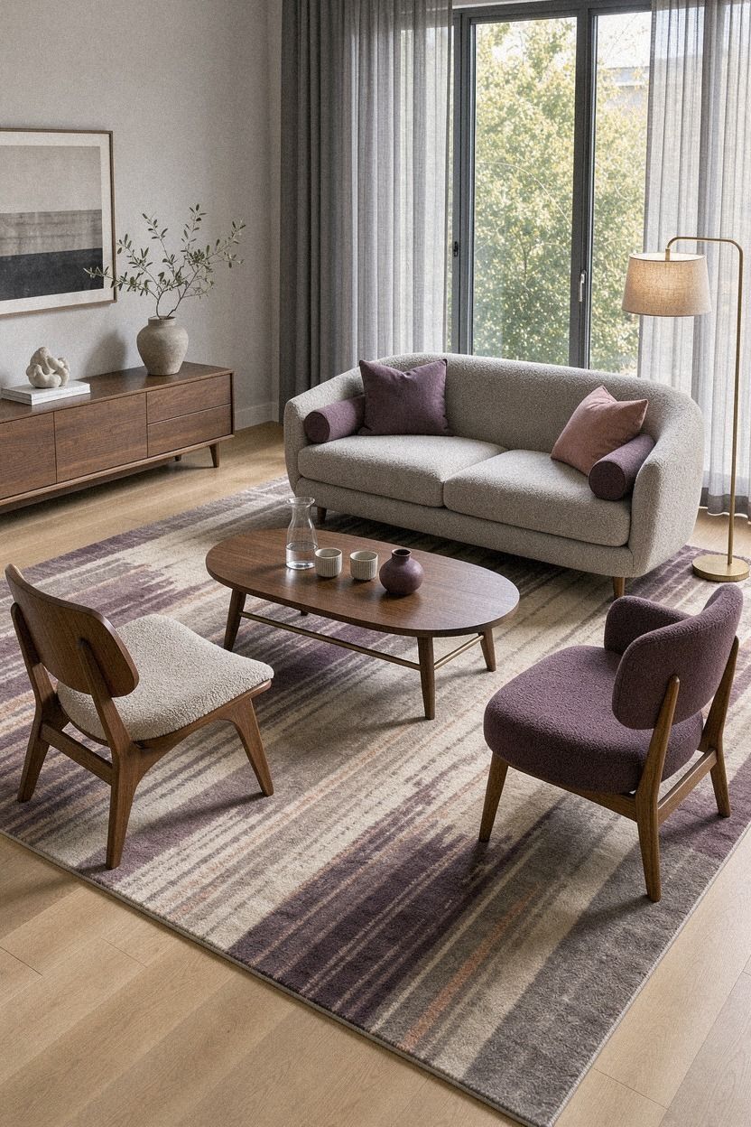 Float a 9x12 Rug in a Wide Conversation Zone