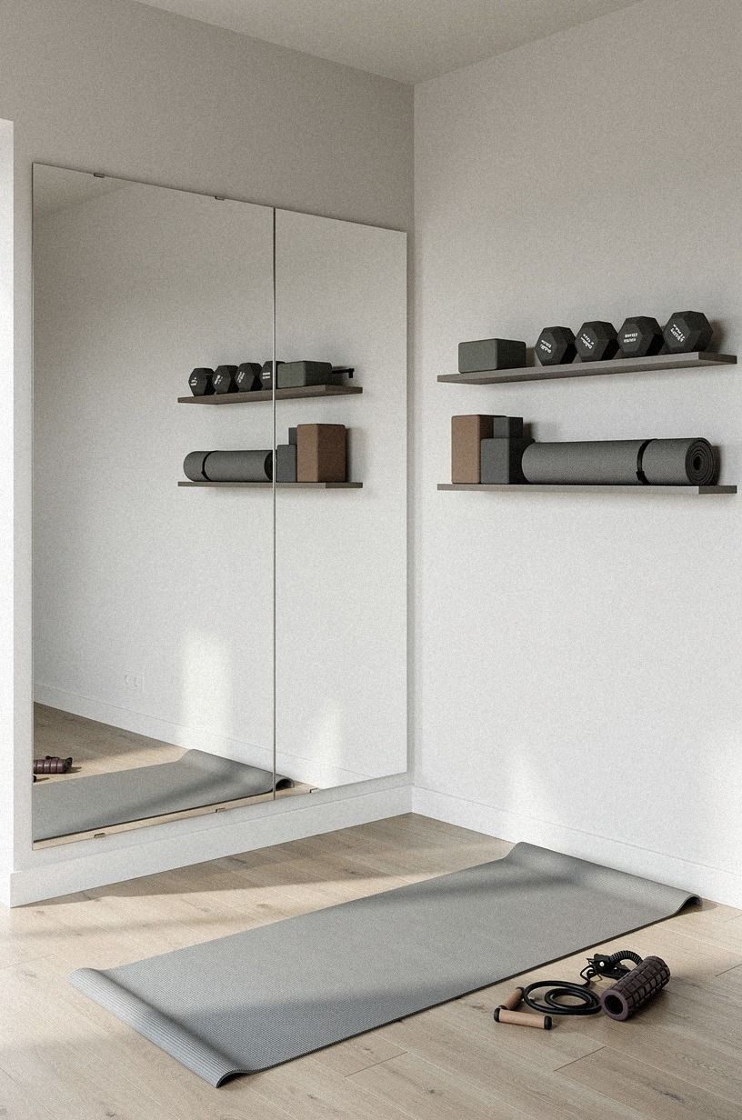 Let the Mirror Wall Work Harder With Narrow Gear Rails