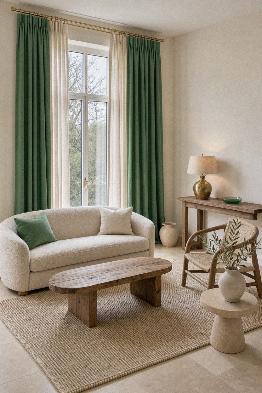 Layer side curtain rods in the living room