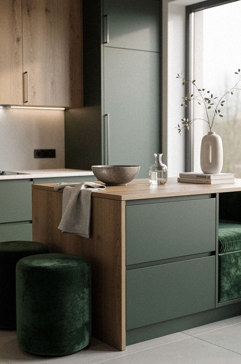 Soften New Build Kitchen Decor With Linen and Oak