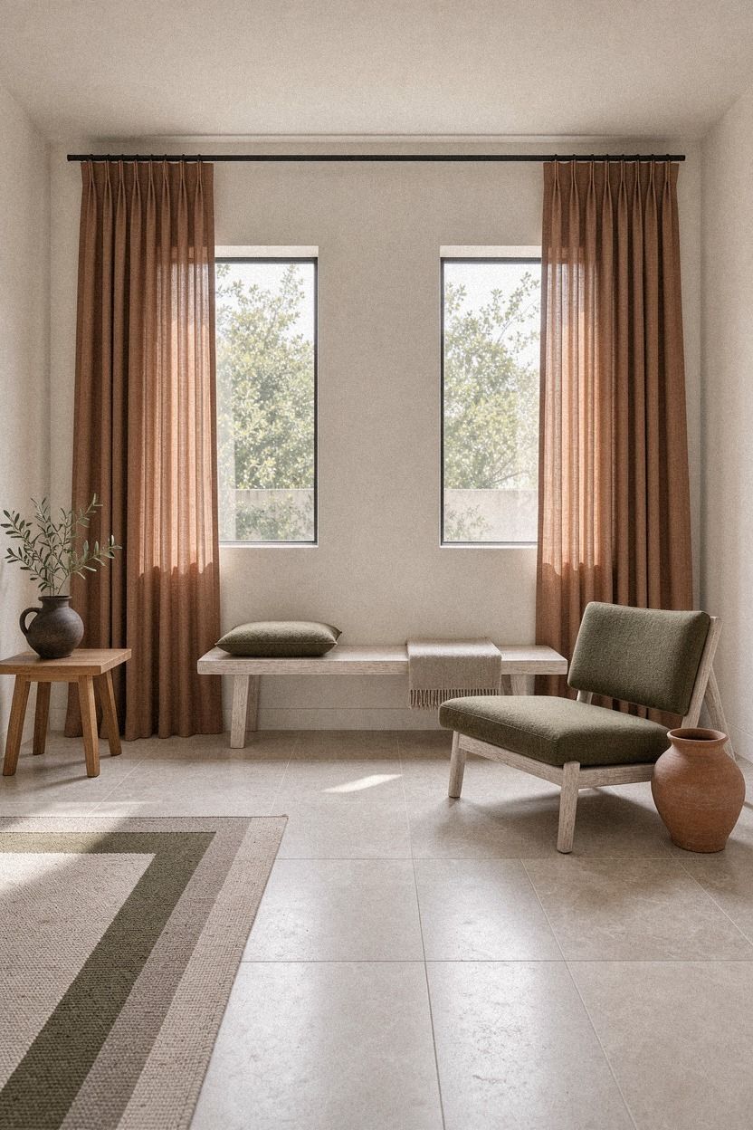 Anchor short windows with full-length curtains