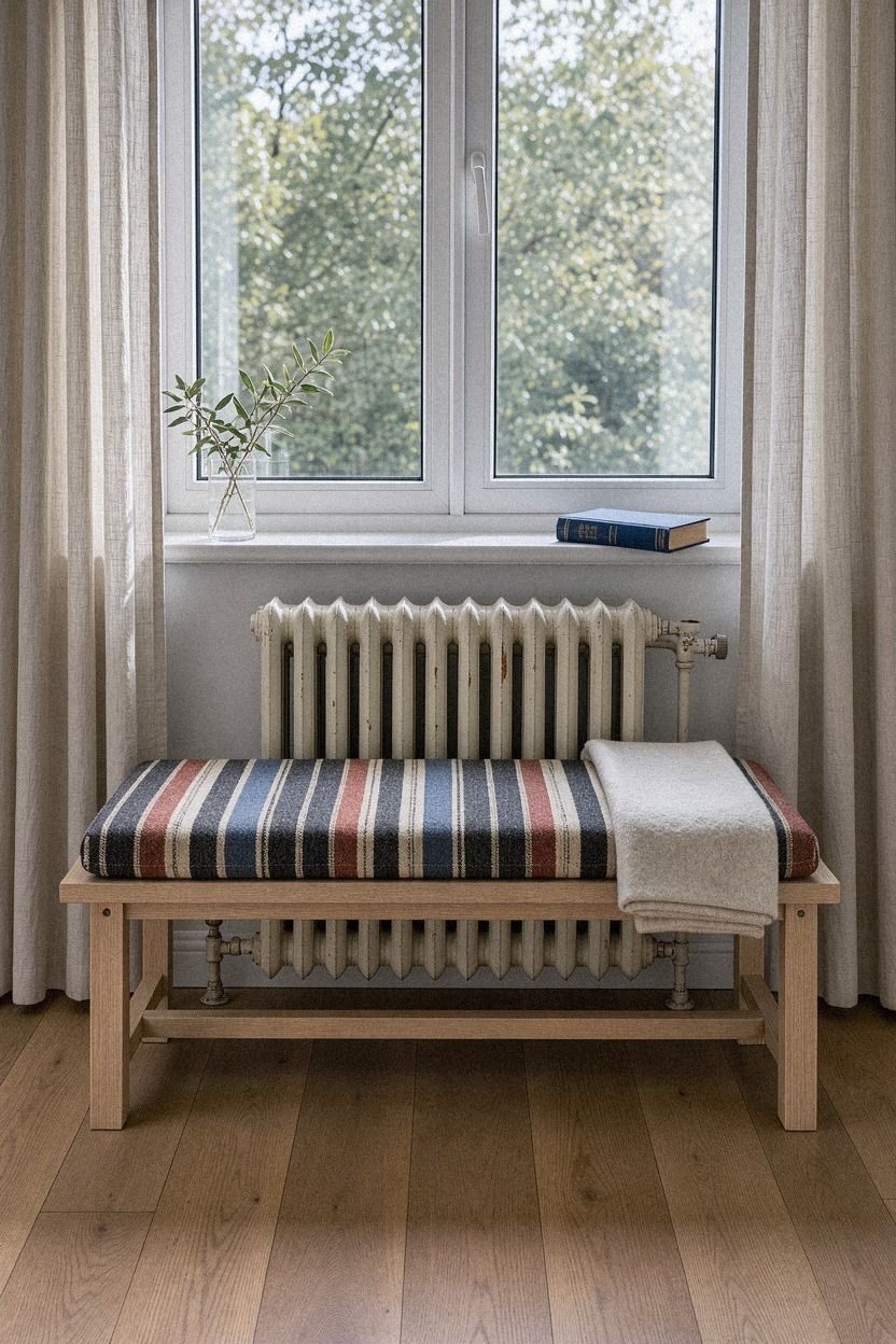 Float curtains over a radiator
