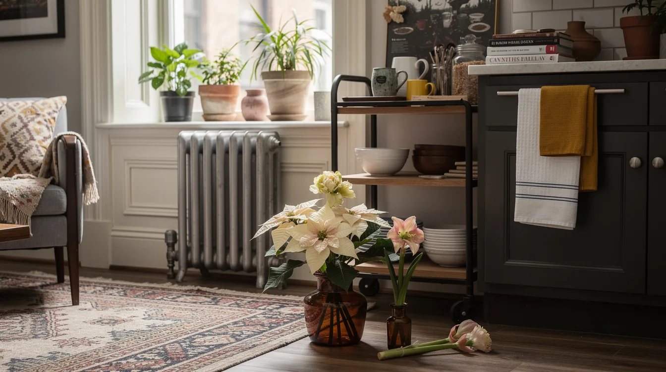 Use Pale Blooms With a Brown Glass Pot