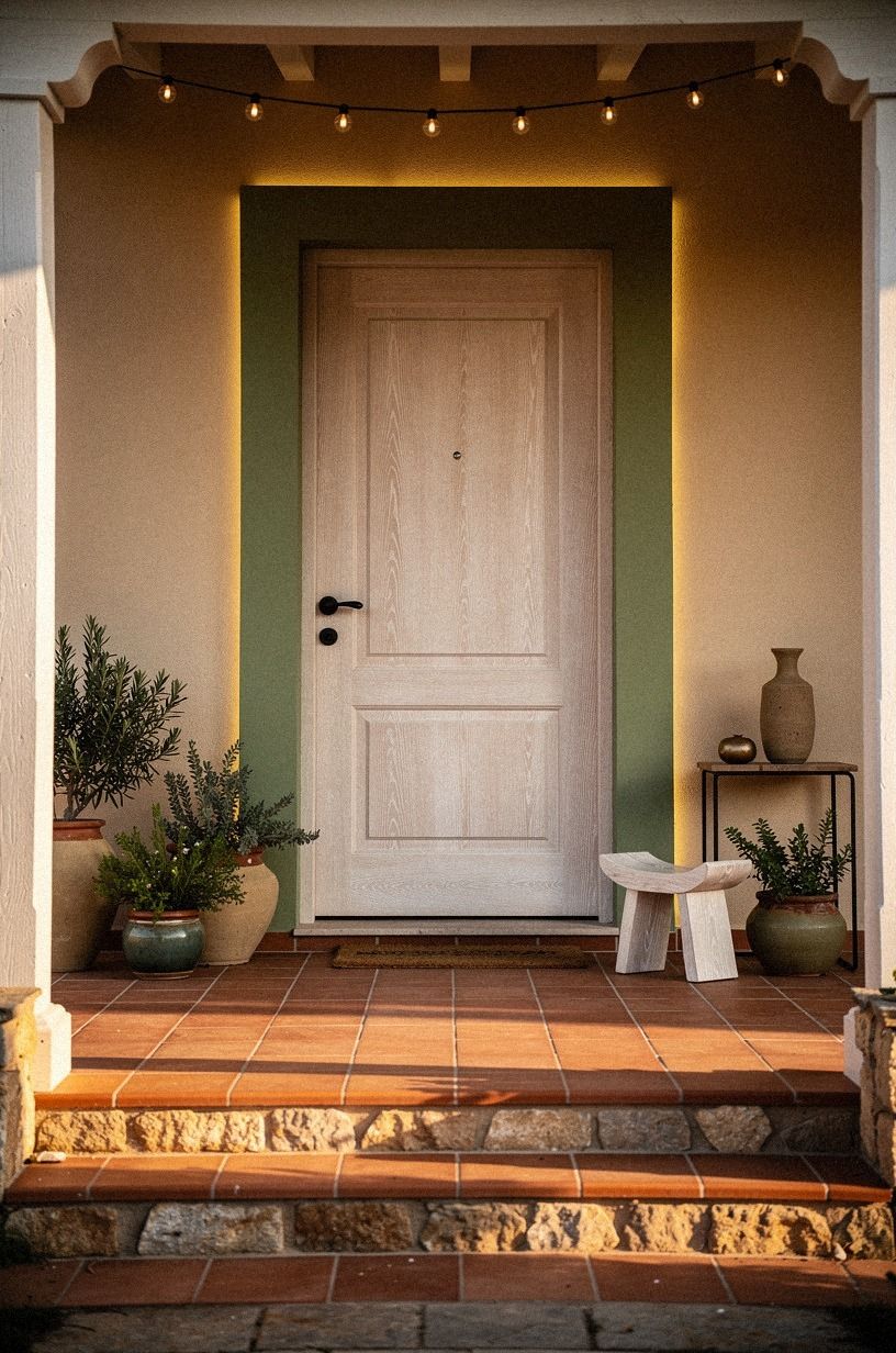 Frame the door with a moody green