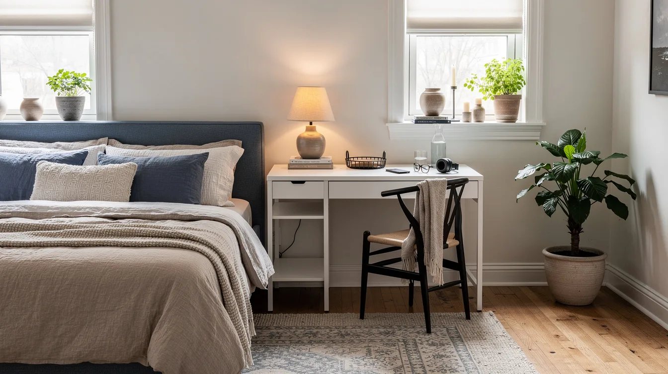 Use a White Finish to Recede Beside the Bed