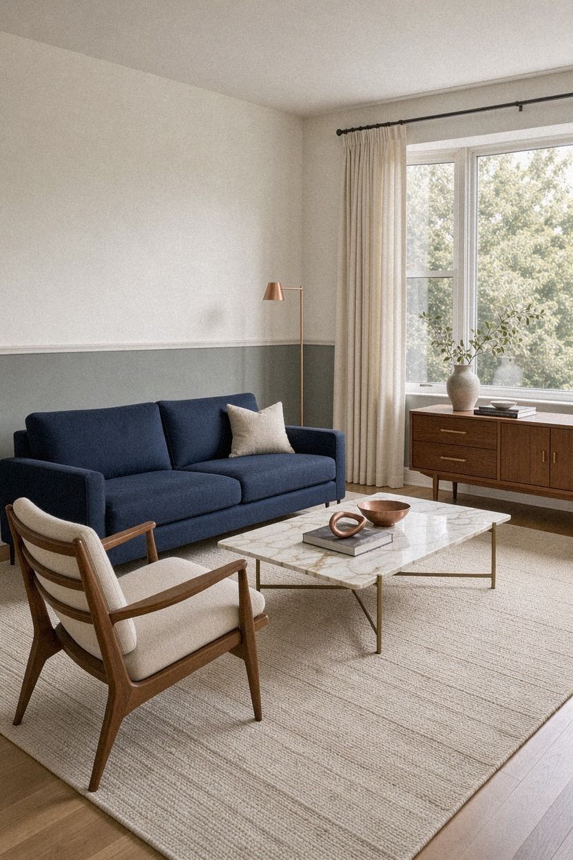 Paint the lower wall in Farrow & Ball Pigeon