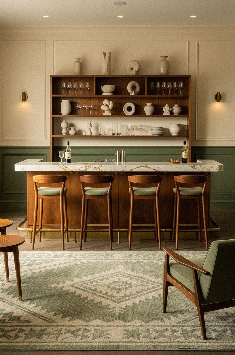 Anchor the Vintage Bar Aesthetic With a Wool Rug