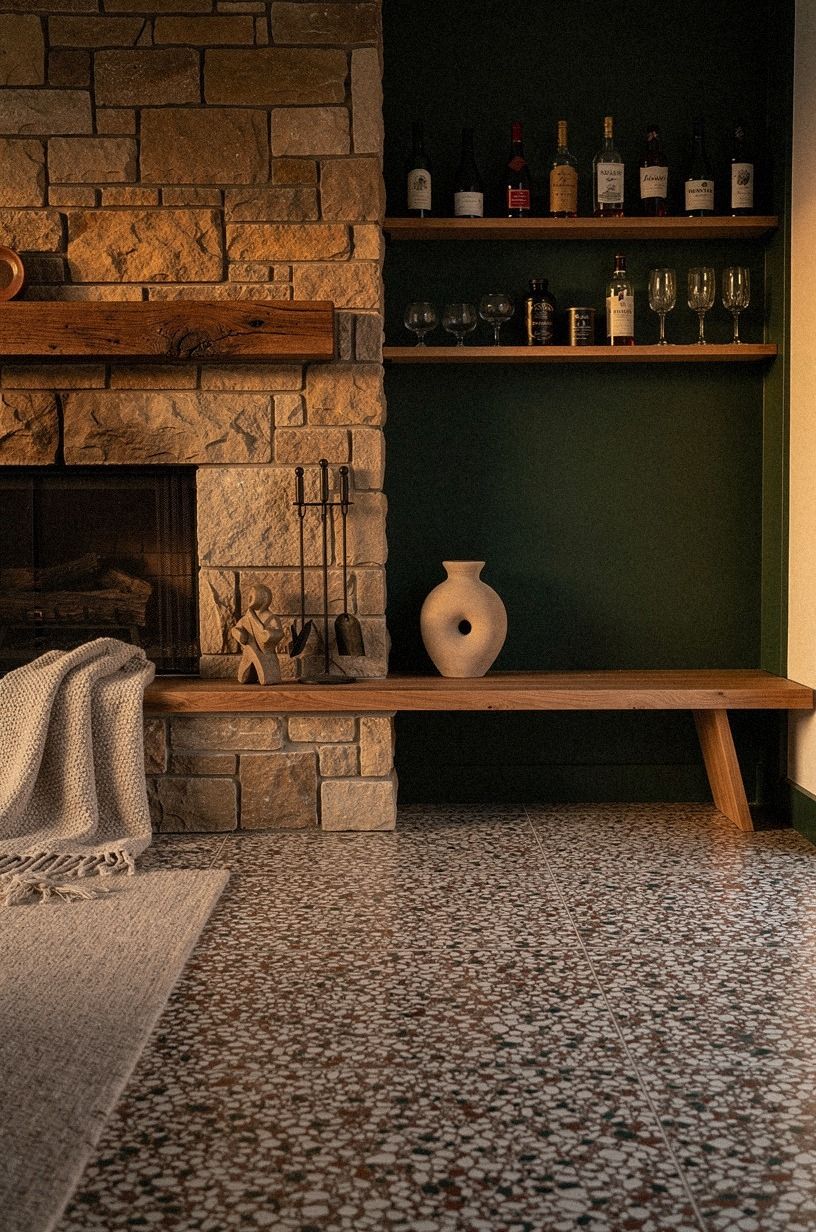 Style a Fireplace Corner With Warm Stone