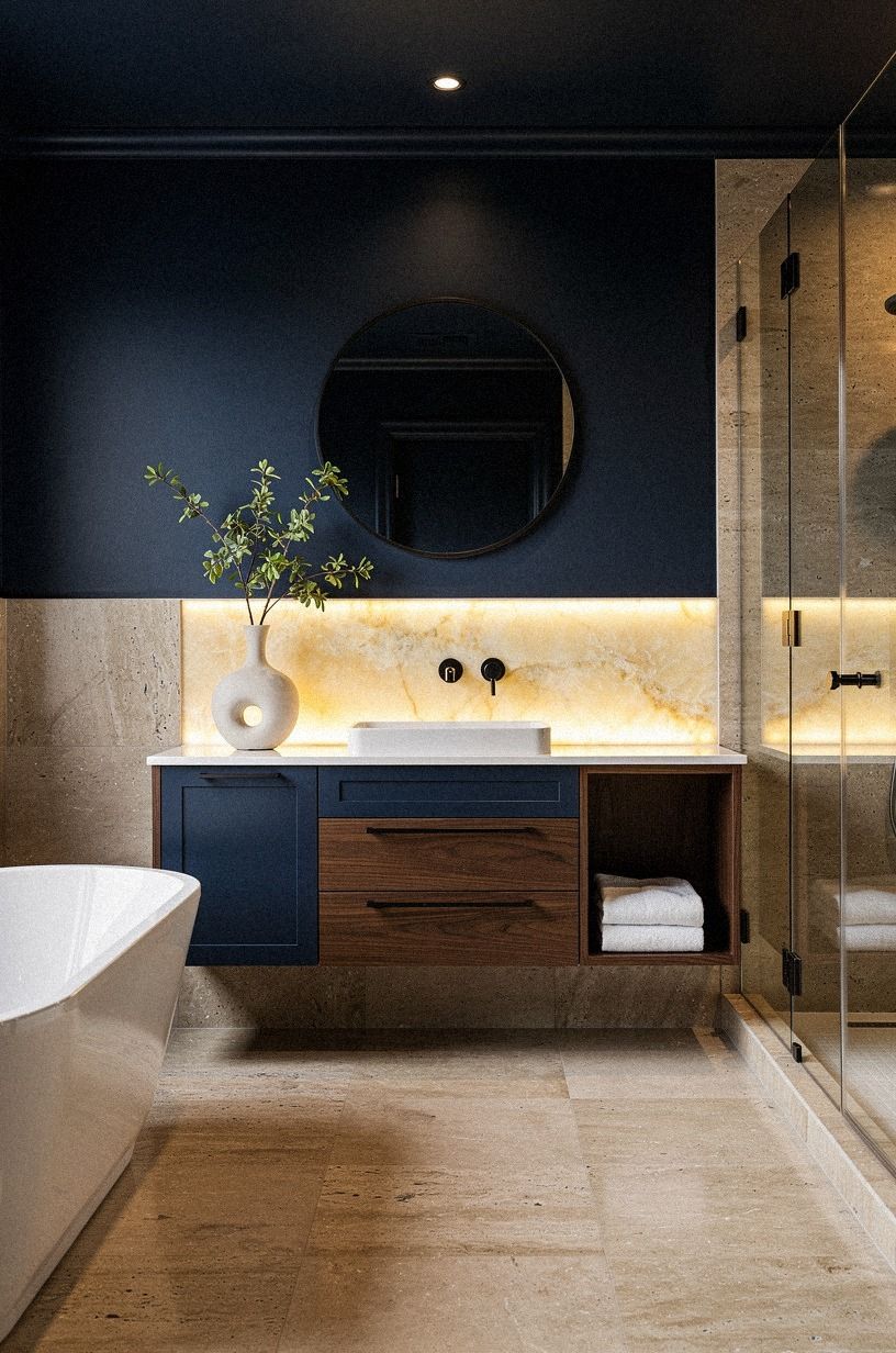 Could Dark Paint Make Travertine Feel More Current?